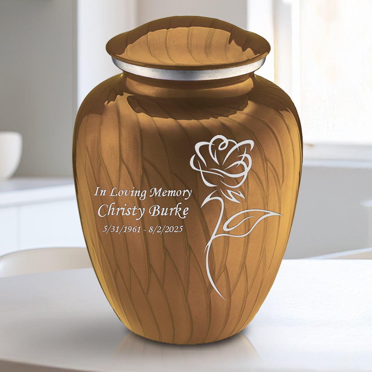Medium Embrace Pearl Gold Rose Cremation Urn