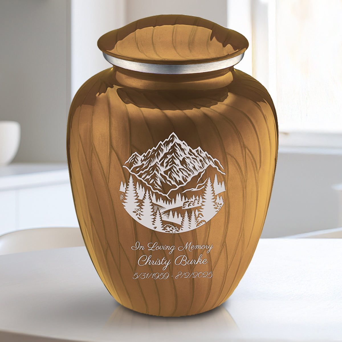 Medium Embrace Pearl Gold Rocky Mountains Cremation Urn
