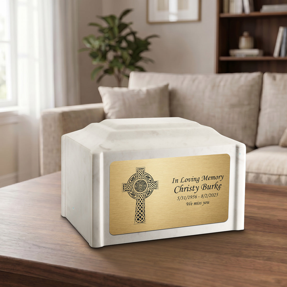 Adult Devotion Celtic Cross Diamond Cultured Marble Urns for Ashes