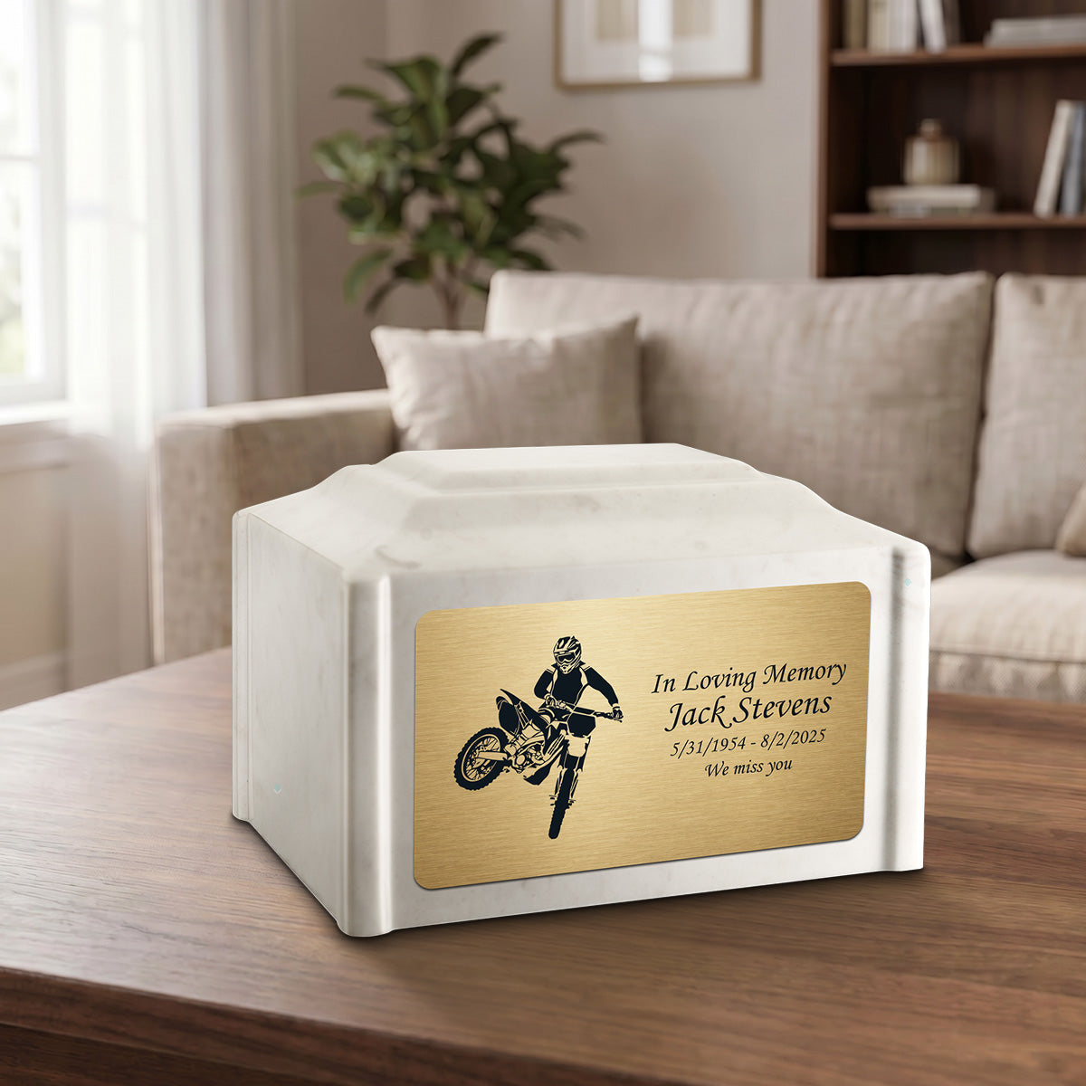 Adult Devotion Dirt Bike Diamond Cultured Marble Urns for Ashes