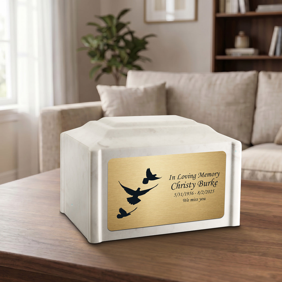 Adult Devotion Doves Diamond Cultured Marble Urns for Ashes