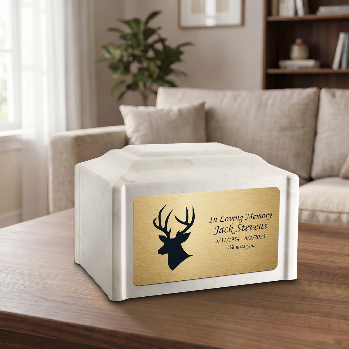Adult Devotion Deer Diamond Cultured Marble Urns for Ashes