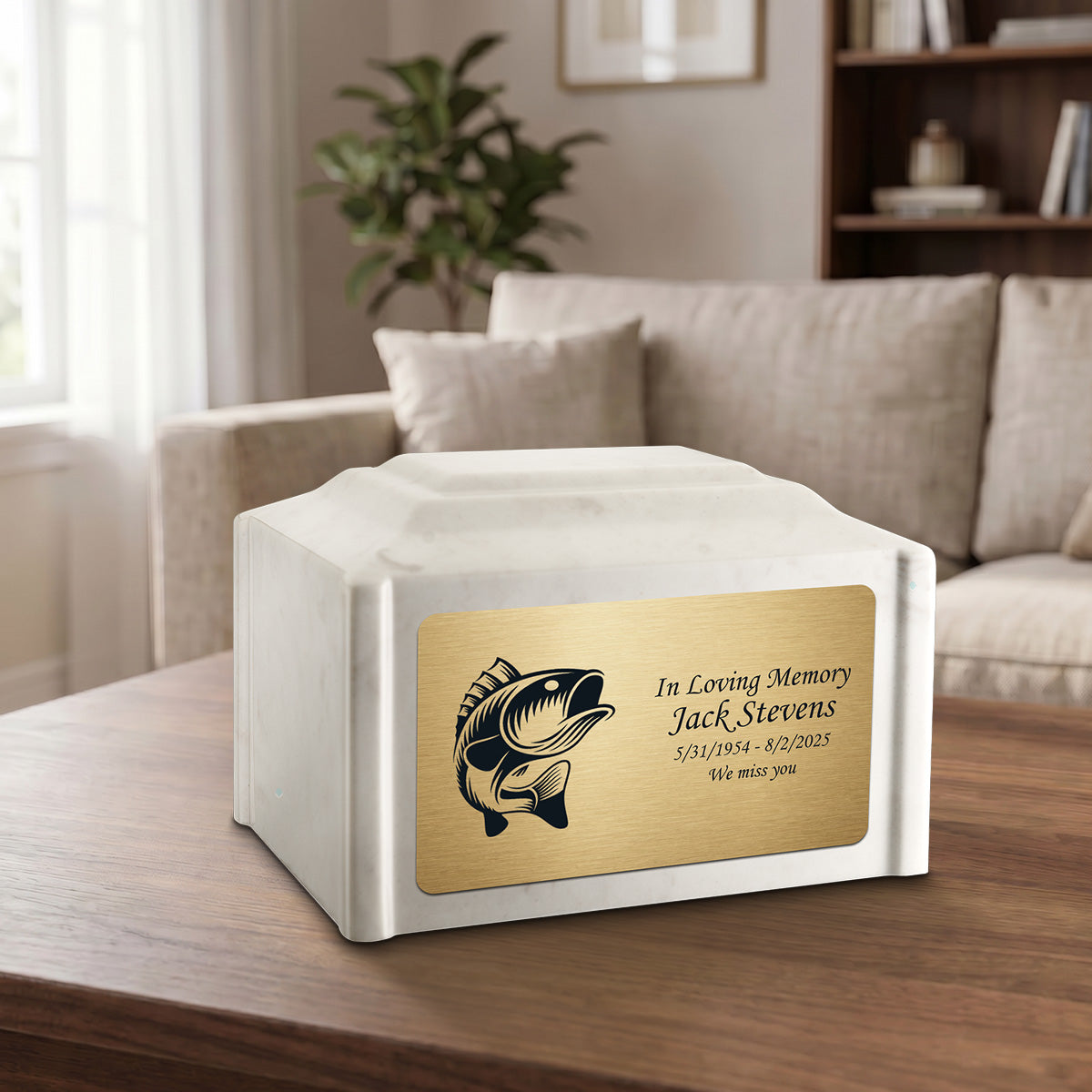 Adult Devotion Fishing Diamond Cultured Marble Urns for Ashes