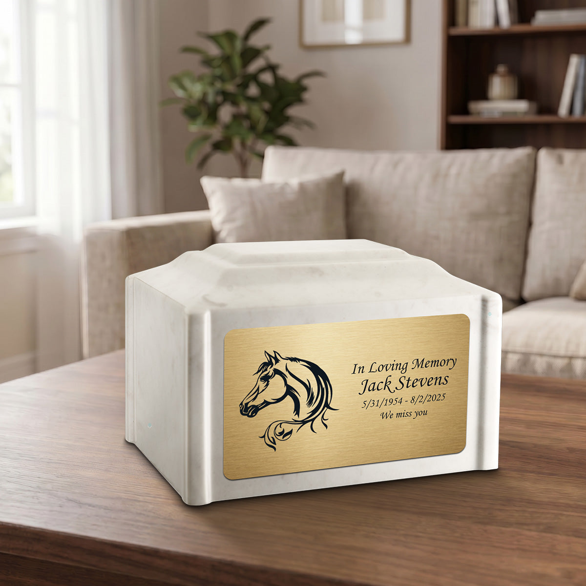 Adult Devotion Horse Diamond Cultured Marble Urns for Ashes