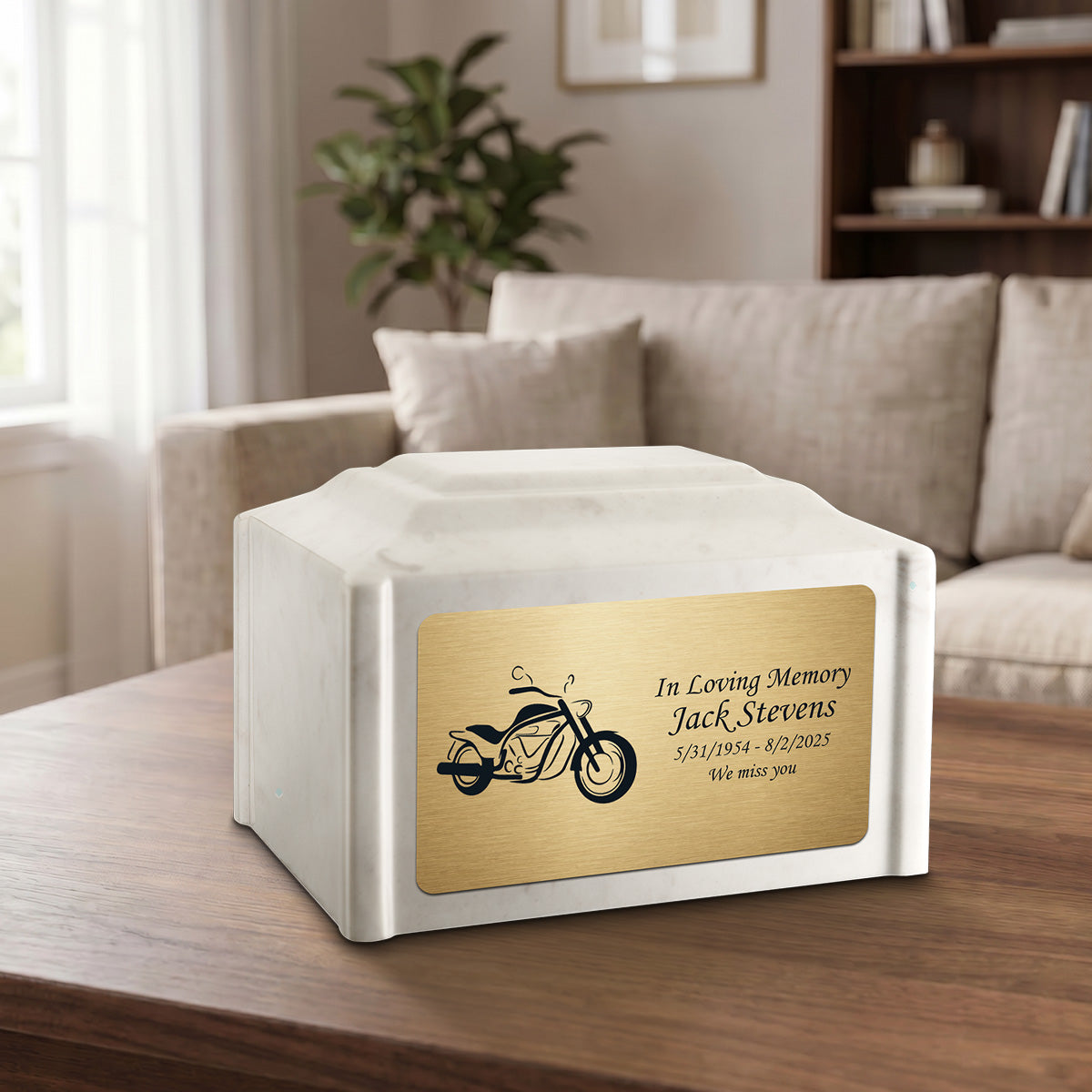 Adult Devotion Motorcycle Diamond Cultured Marble Urns for Ashes