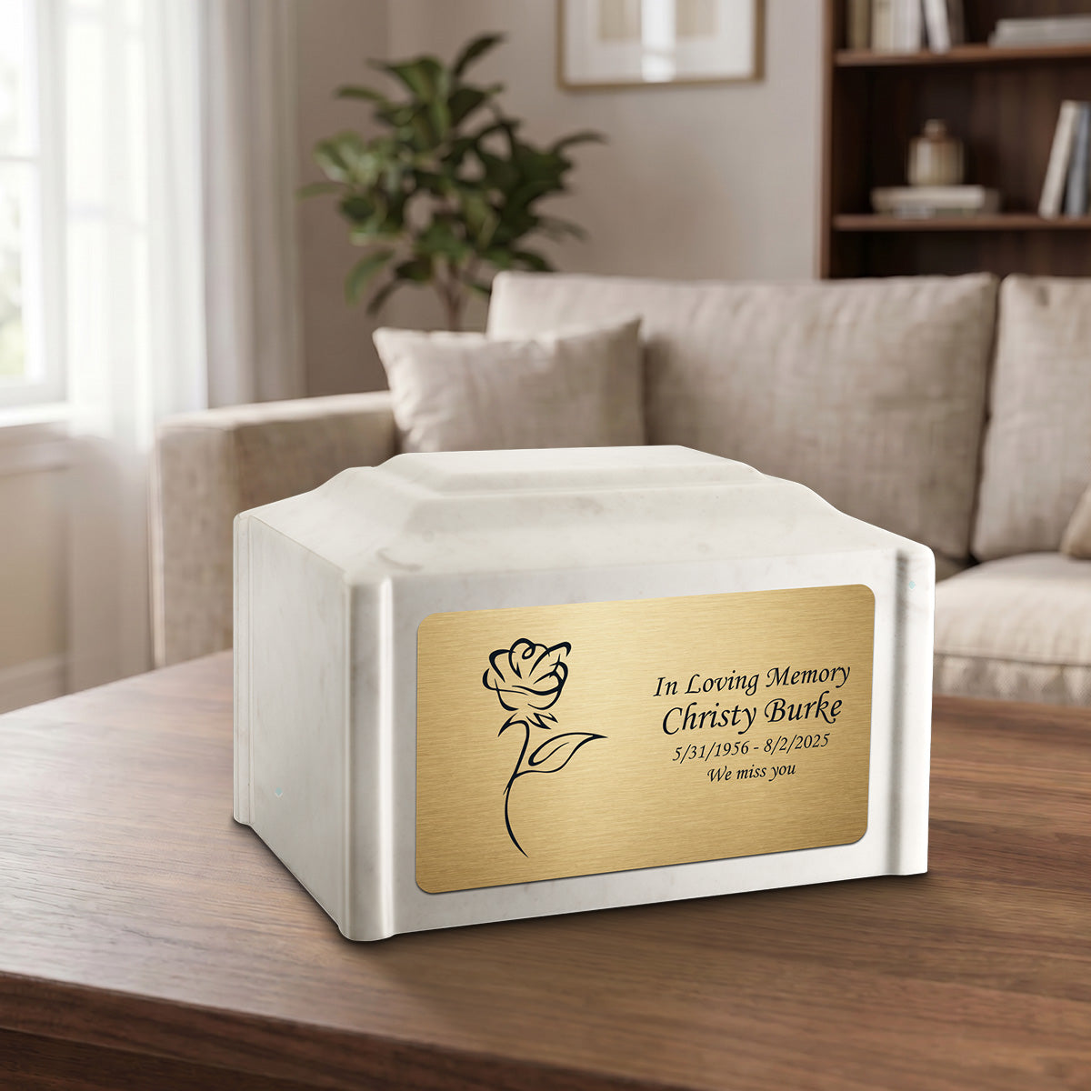 Adult Devotion Rose Diamond Cultured Marble Urns for Ashes
