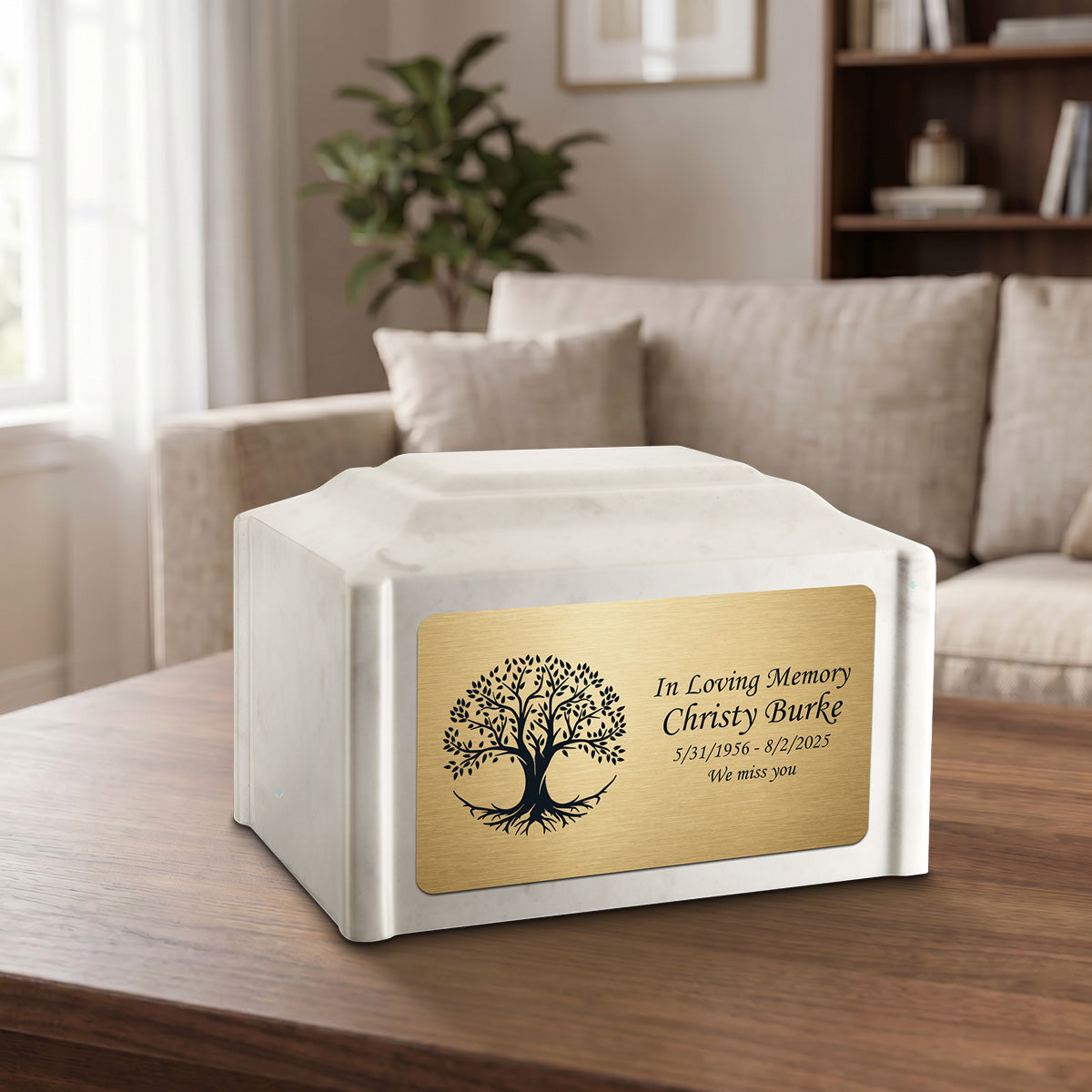 Adult Devotion Tree of Life Diamond Cultured Marble Urns for Ashes