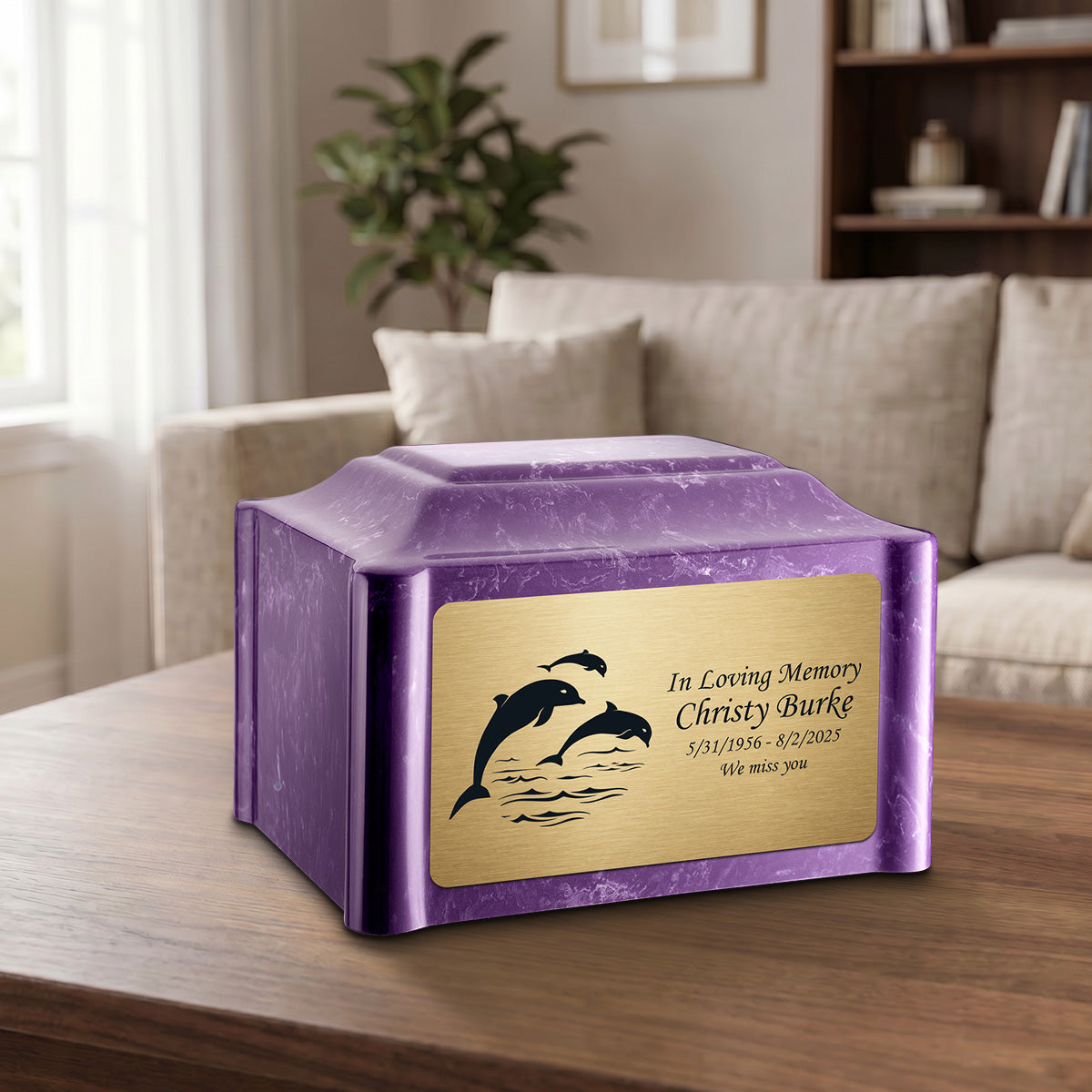 Adult Devotion Dolphin Imperial Cultured Marble Urns for Ashes
