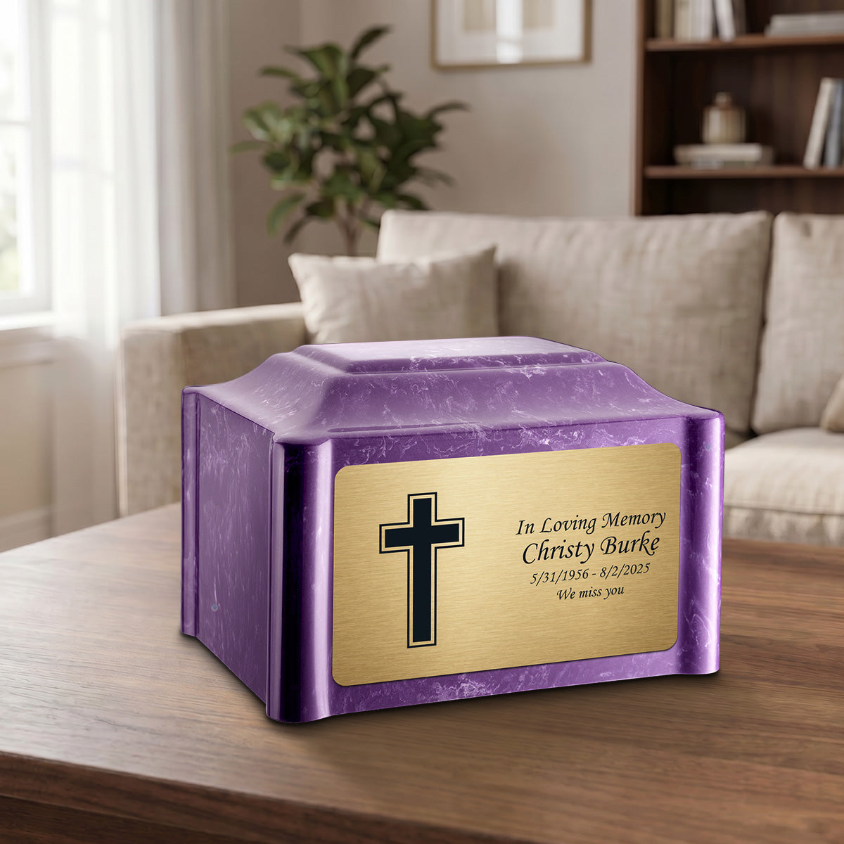Adult Devotion Simple Cross Imperial Cultured Marble Urns for Ashes