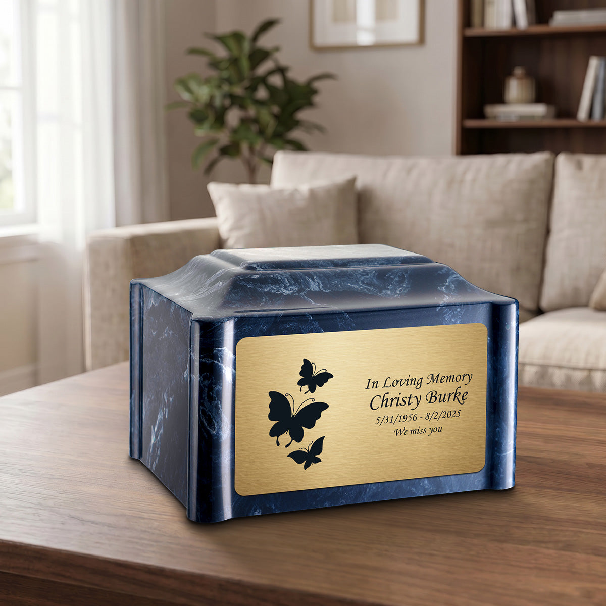 Adult Devotion Butterflies Ocean Breeze Cultured Marble Urns for Ashes
