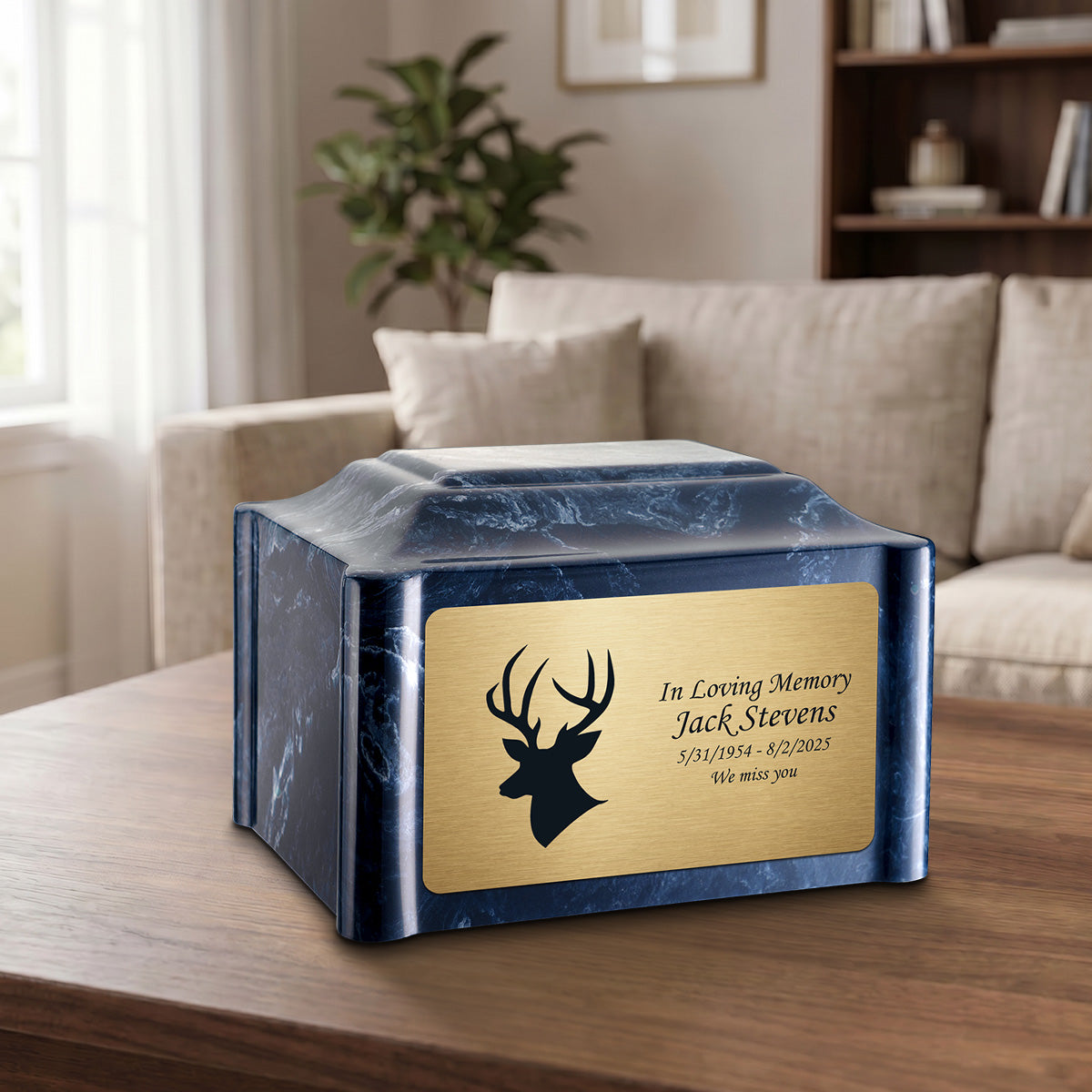 Adult Devotion Deer Ocean Breeze Cultured Marble Urns for Ashes