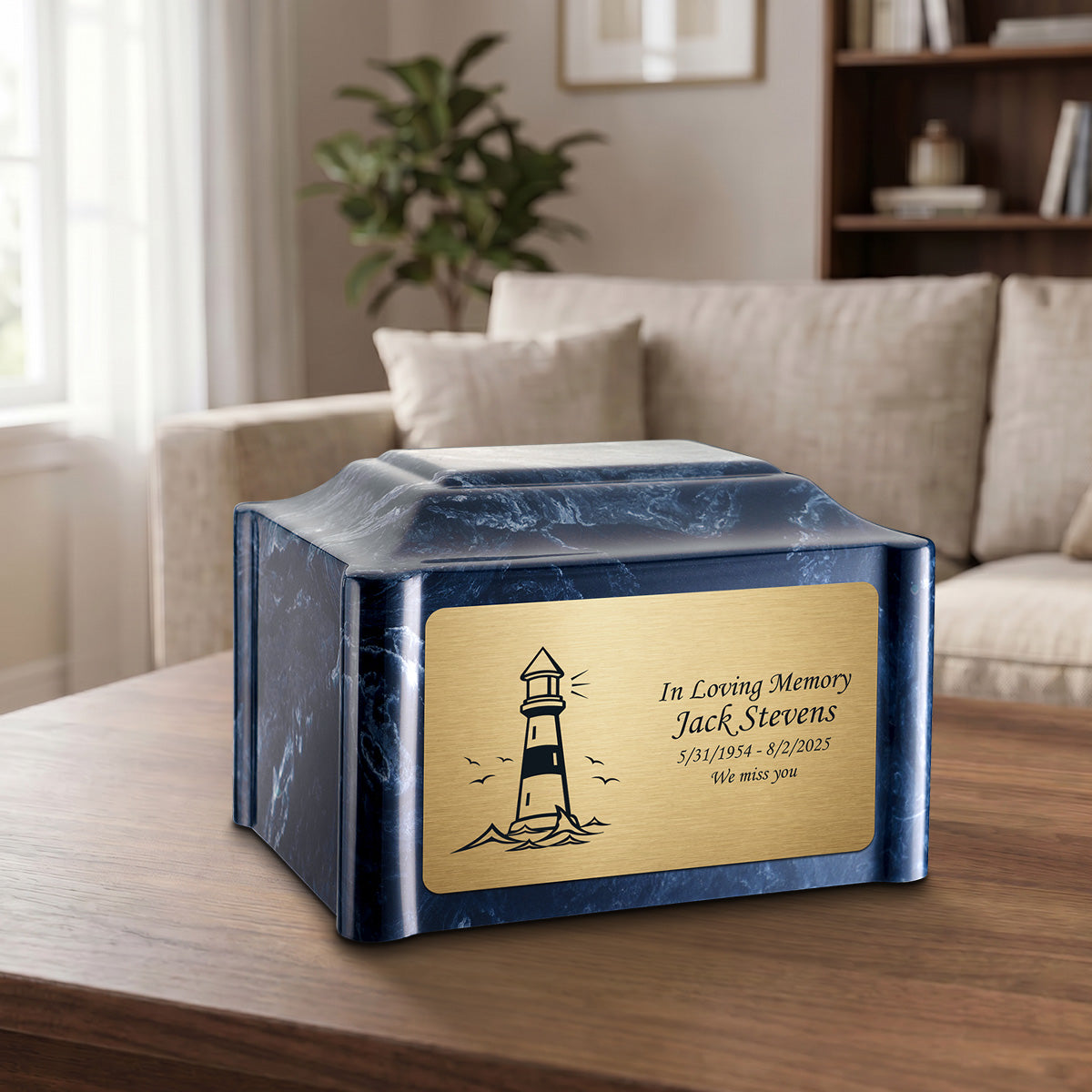 Adult Devotion Lighthouse Ocean Breeze Cultured Marble Urns for Ashes