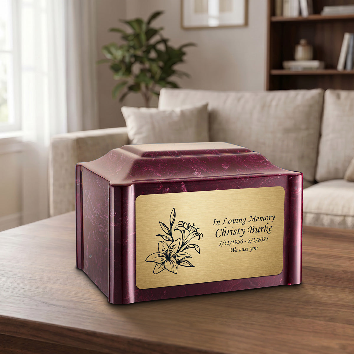 Adult Devotion Lily Summer Rose Cultured Marble Urns for Ashes