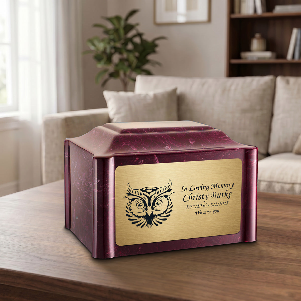 Adult Devotion Owl Summer Rose Cultured Marble Urns for Ashes
