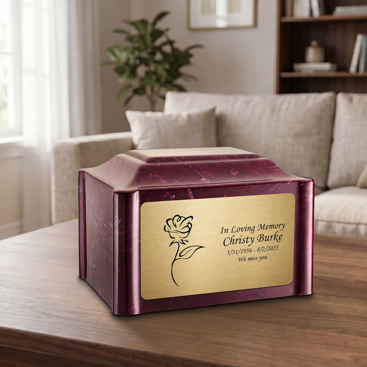 Adult Devotion Rose Summer Rose Cultured Marble Urns for Ashes