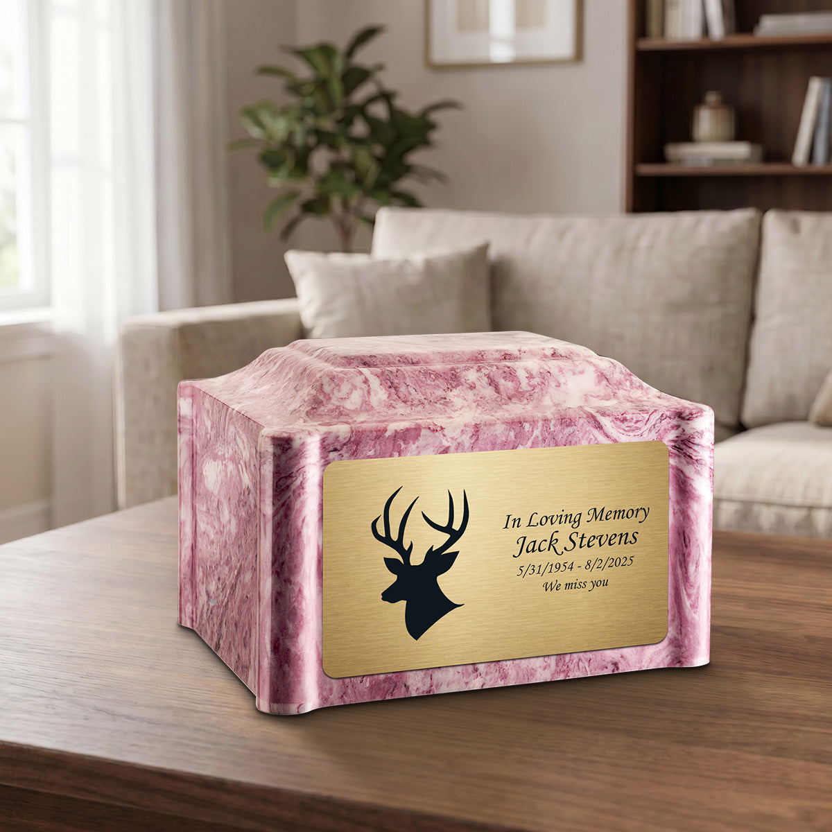 Adult Devotion Deer Wild Rose Cultured Marble Urns for Ashes