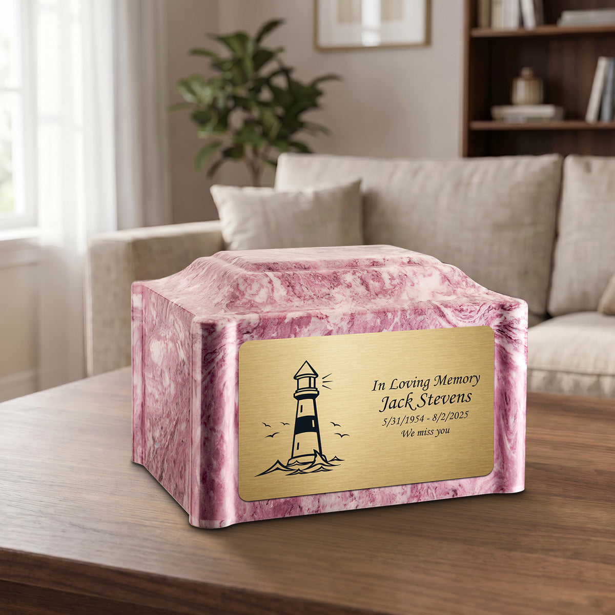 Adult Devotion Lighthouse Wild Rose Cultured Marble Urns for Ashes