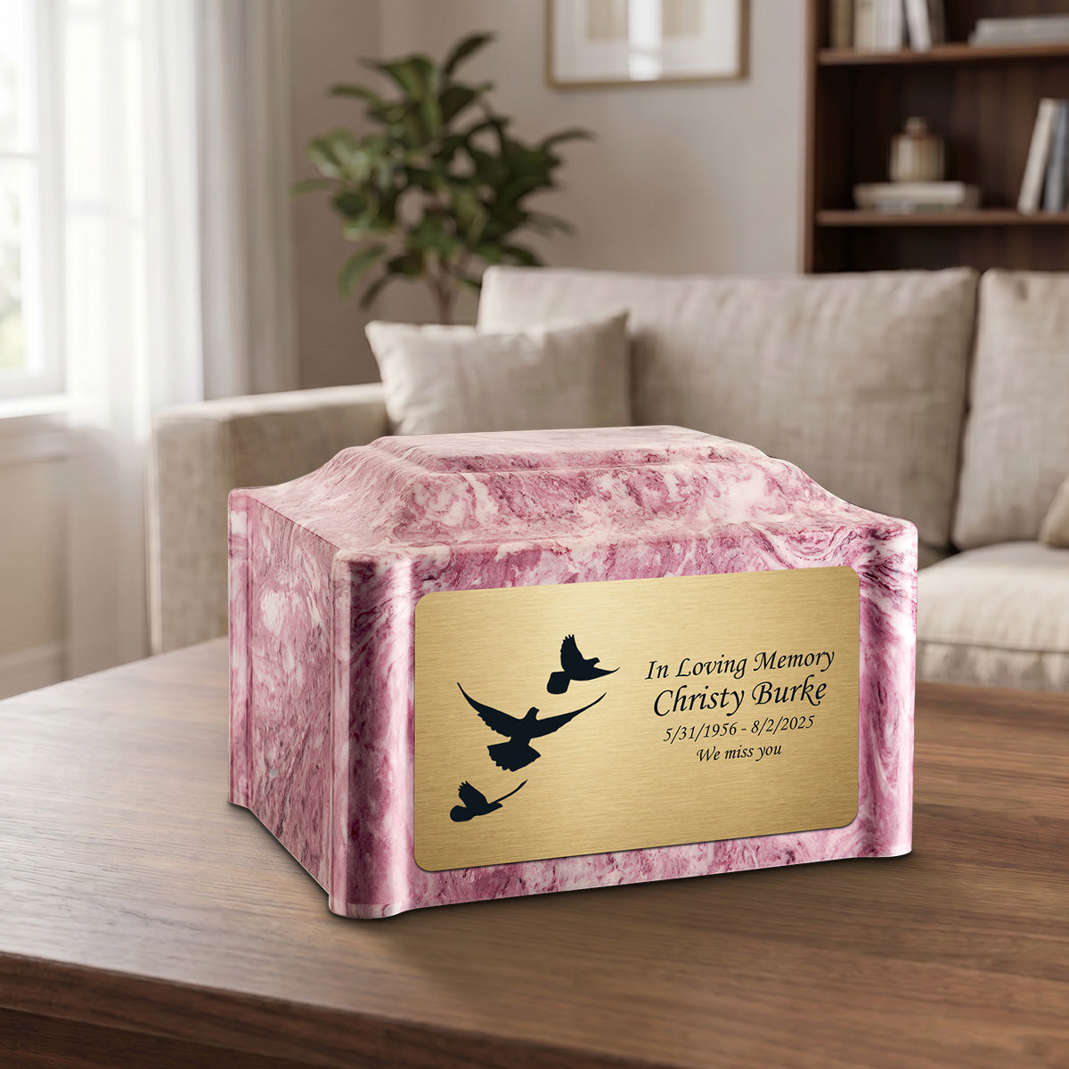 Adult Devotion Doves Wild Rose Cultured Marble Urns for Ashes