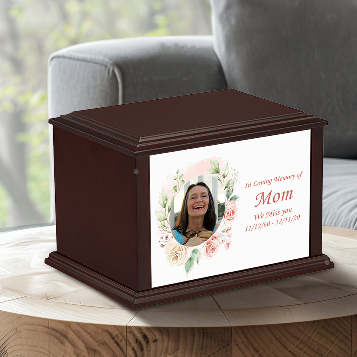Custom Printed Heritage Everlasting Expressions Photo Frame Wood Box Cremation Urn