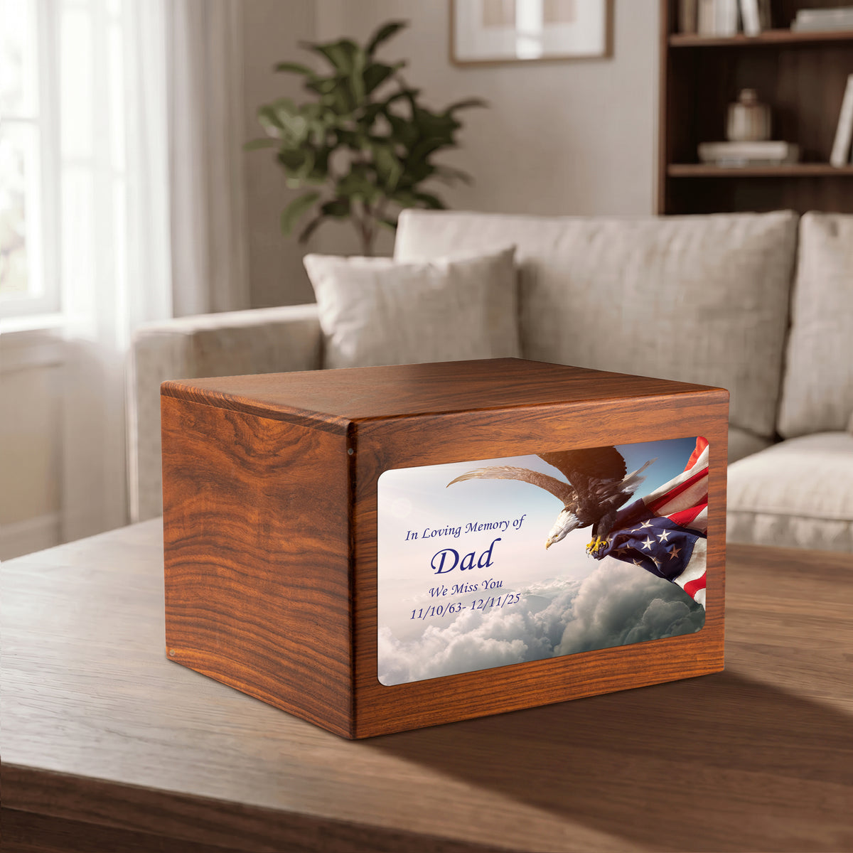Adult Aura Custom Printed American Eagle Cultured Marble Urn for Ashes