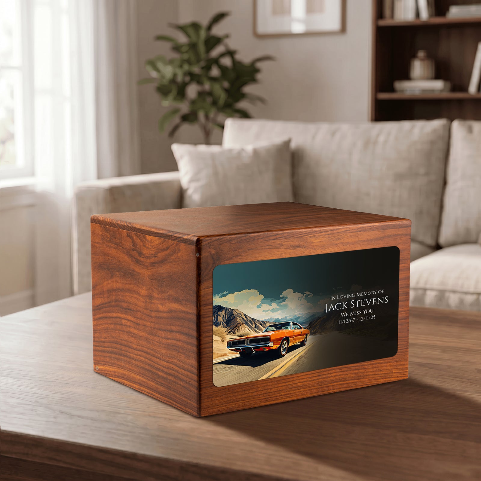 Adult Aura Classic Car Custom Printed Solid Wood Box Cremation Urn