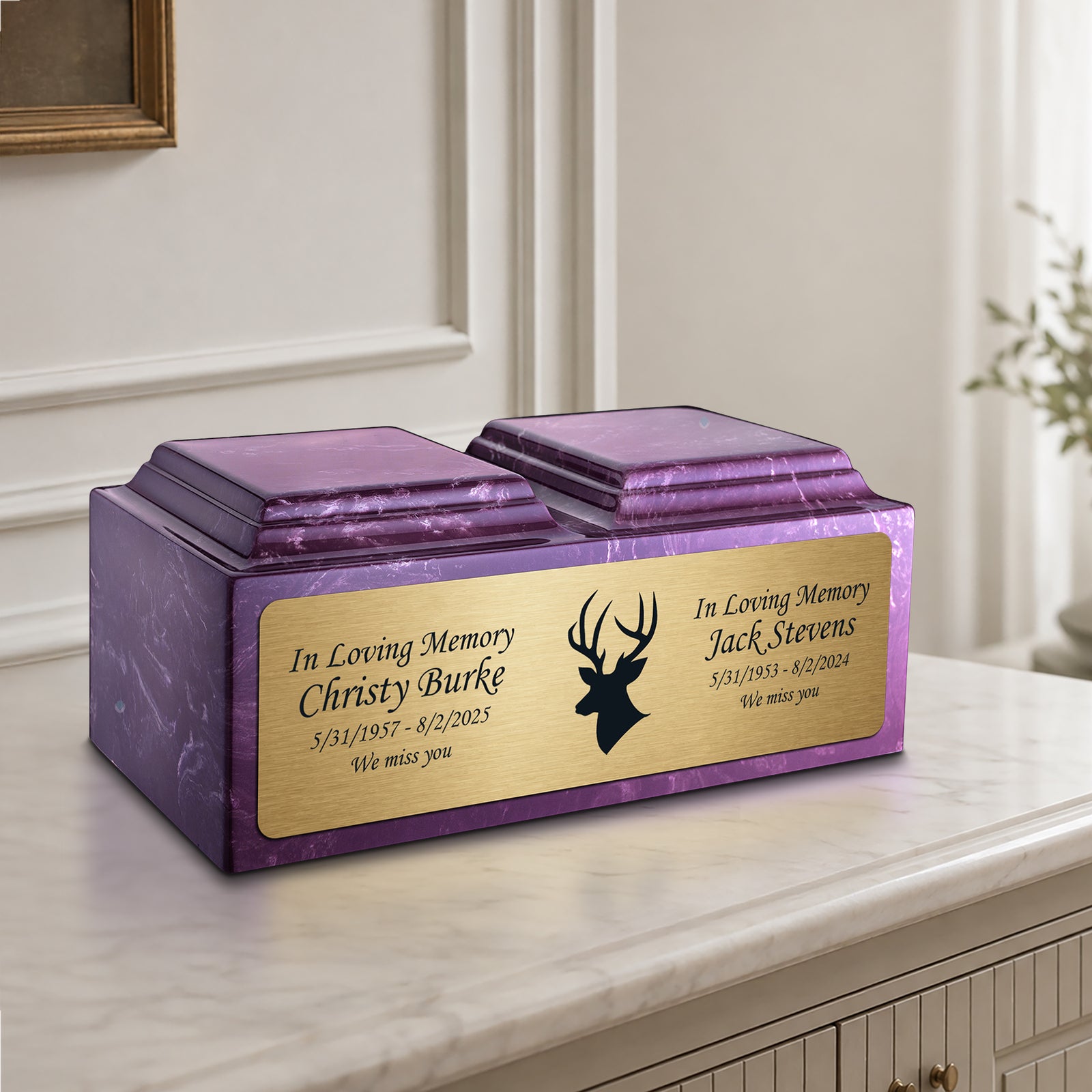 Adult Companion Custom Printed Amethyst Deer Cultured Marble Urns by MacKenzie