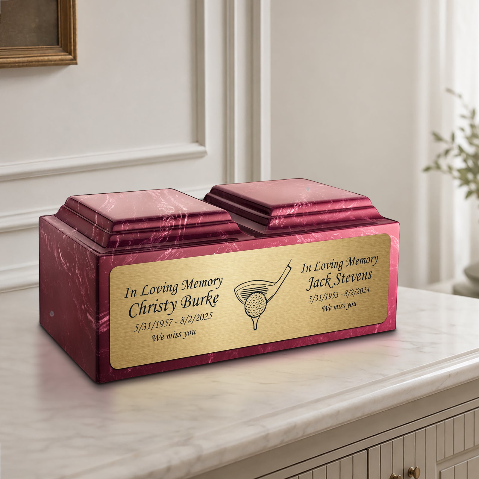 Adult Companion Custom Printed Berry Golf Cultured Marble Urns by MacKenzie