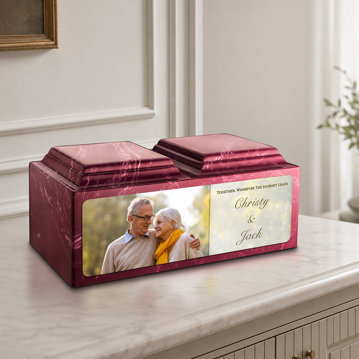 Adult Companion Custom Couple Portrait Berry Cultured Marble Urns by MacKenzie