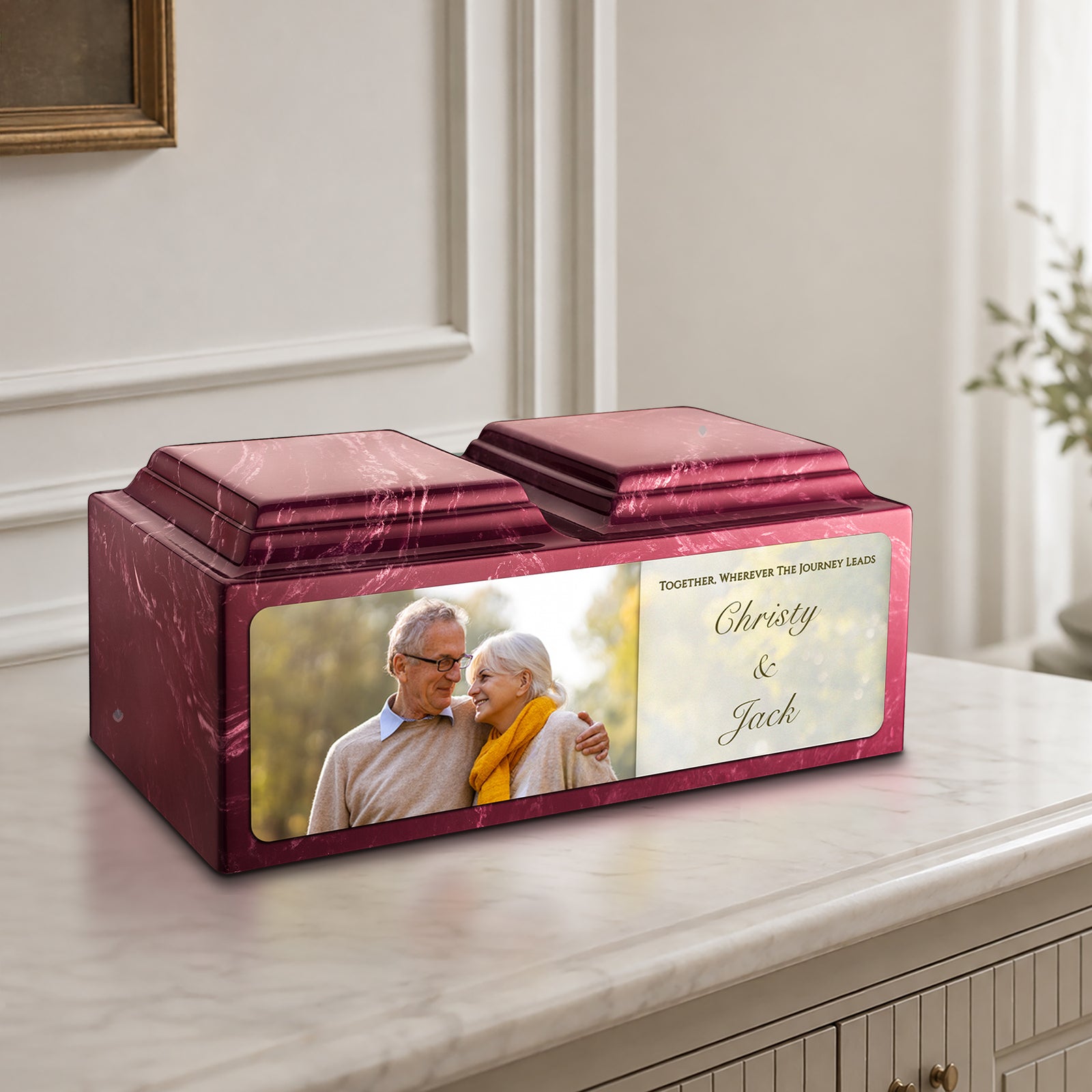 Adult Companion Custom Couple Portrait Berry Cultured Marble Urns by MacKenzie