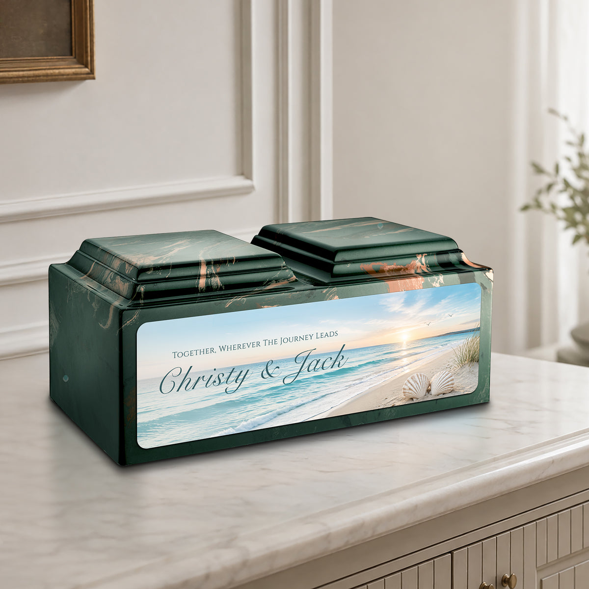 Adult Companion Custom Ocean Memorial Camo Cultured Marble Urns by MacKenzie