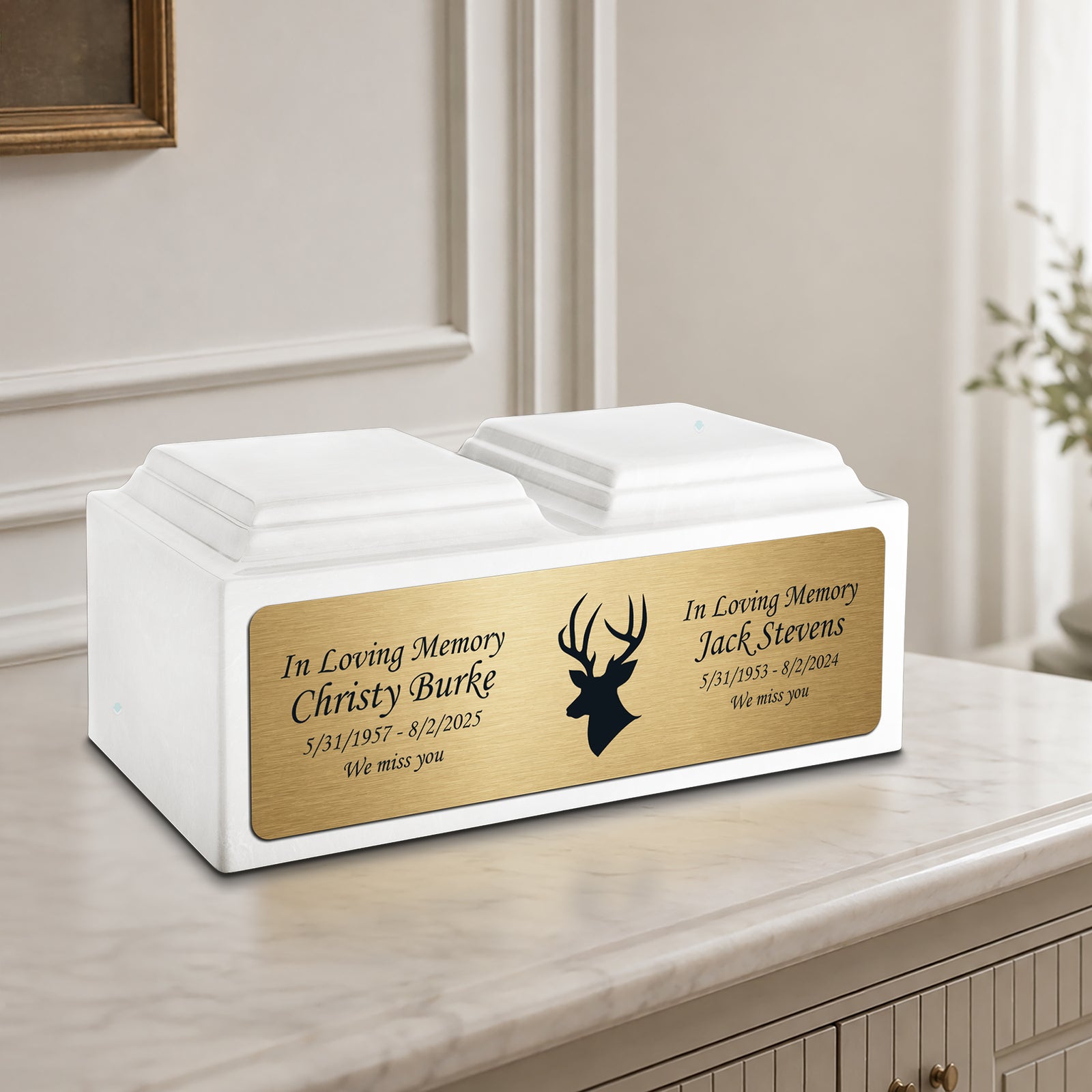 Adult Companion Custom Printed Glacier White Deer Cultured Marble Urns by MacKenzie