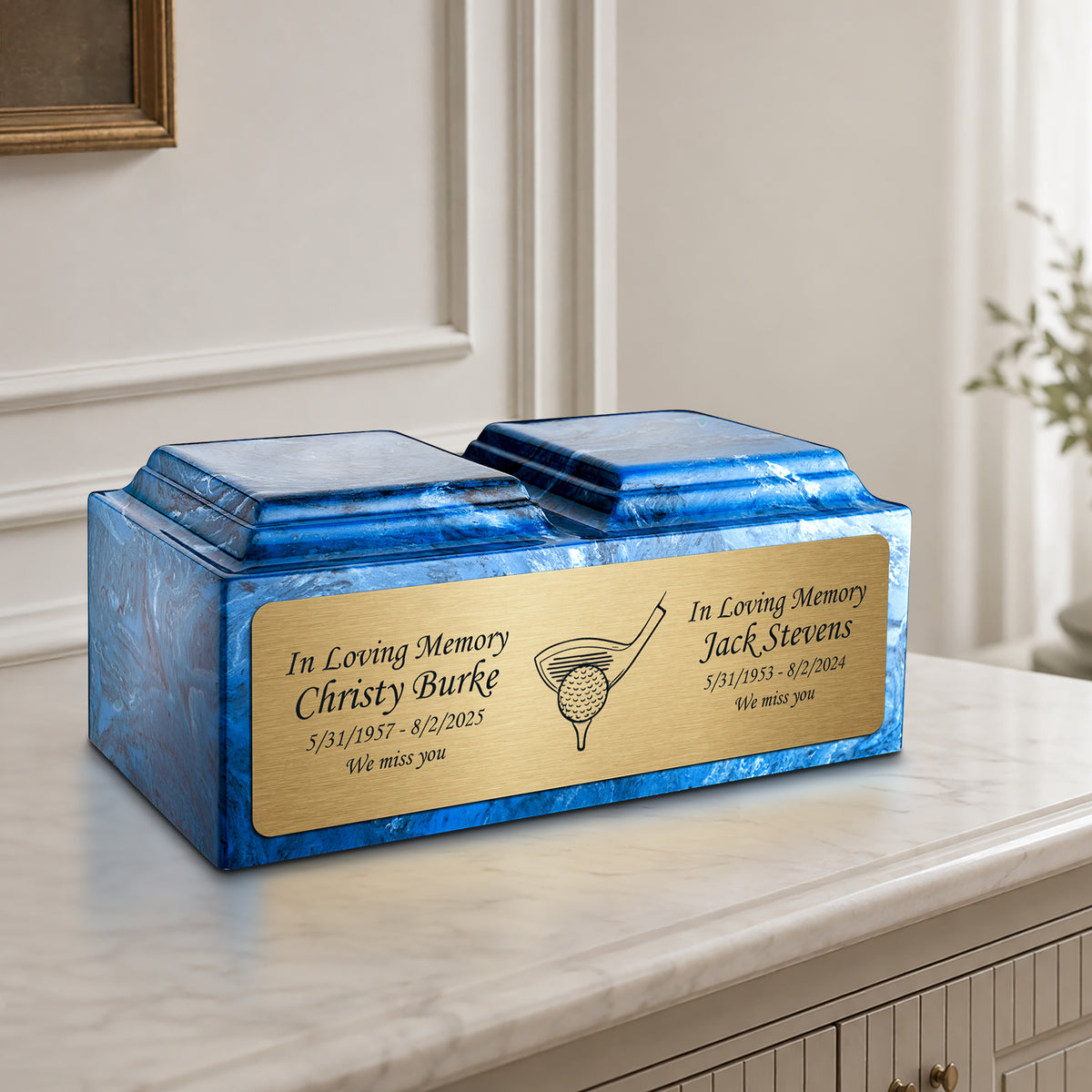 Adult Companion Custom Printed Mystic Blue Golf Cultured Marble Urns by MacKenzie