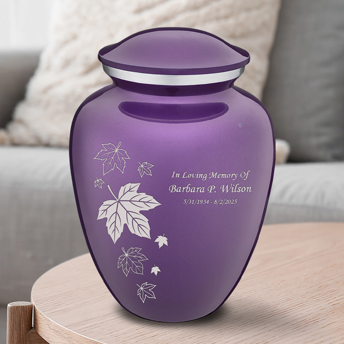 Adult Embrace Purple Falling Leaves Cremation Urn