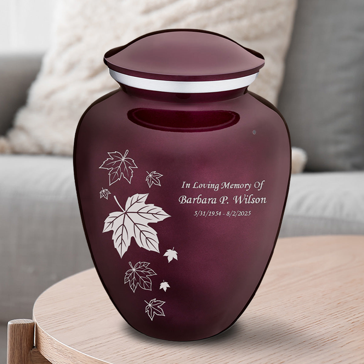 Adult Embrace Cherry Purple Falling Leaves Cremation Urn