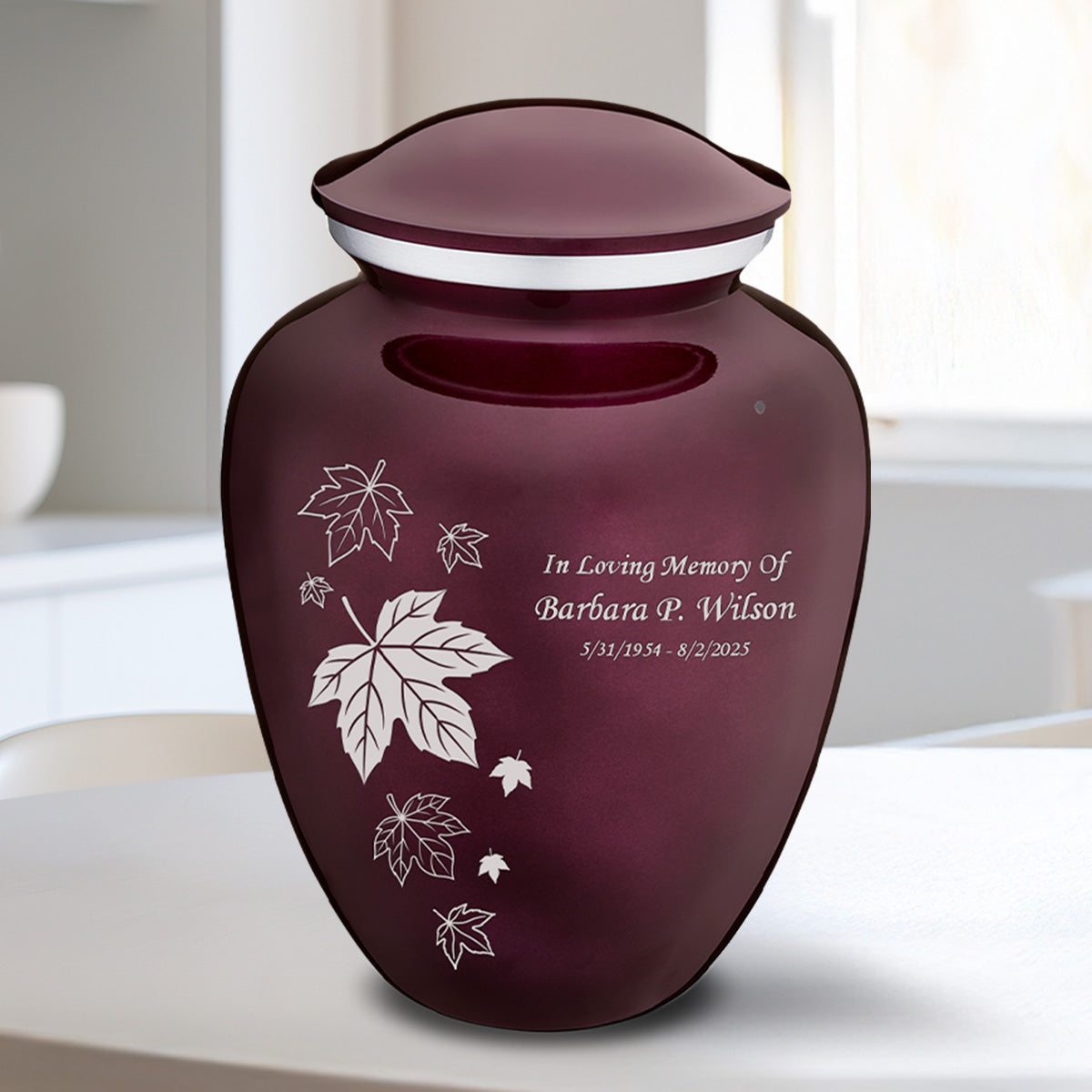 Medium Cherry Purple Embrace Falling Leaves Cremation Urn