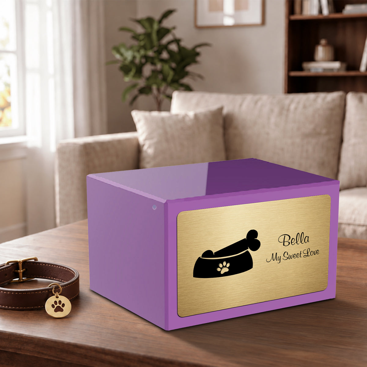Heritage Purple Dog Bone Large Pet Cremation Box Urn
