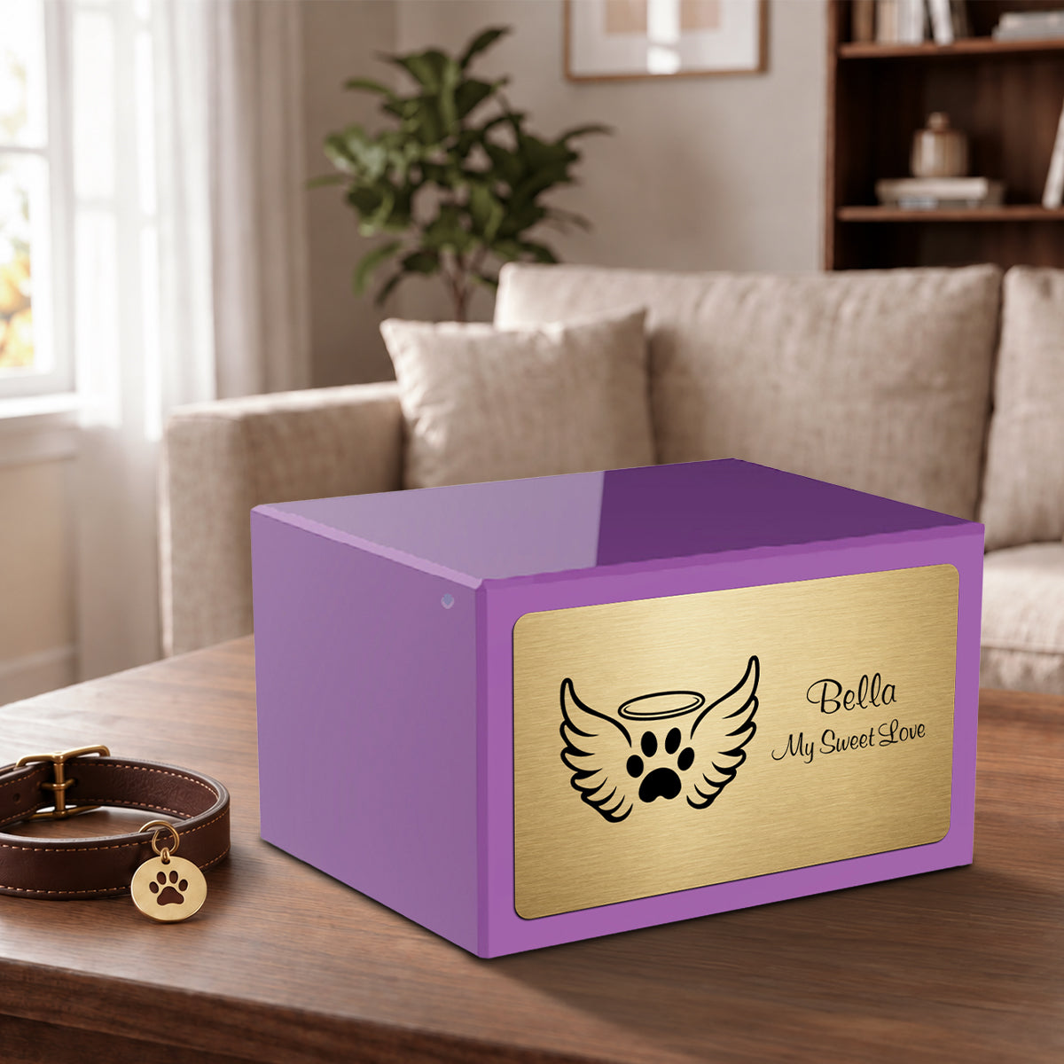 Heritage Purple Angel Wings Large Pet Cremation Box Urn