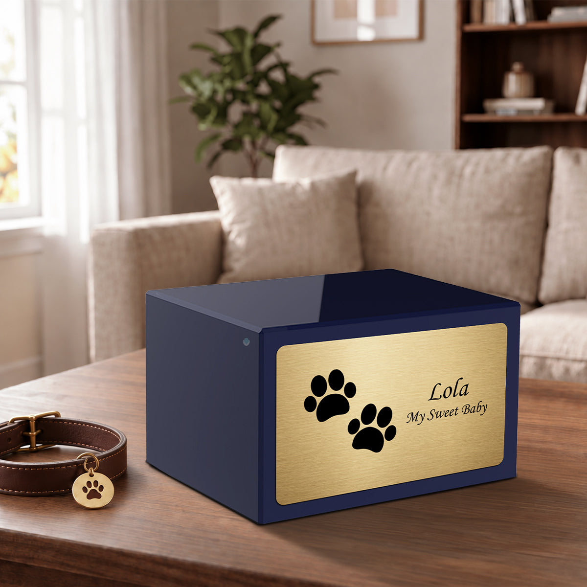 Heritage Navy Walking Paws Large Pet Cremation Box Urn