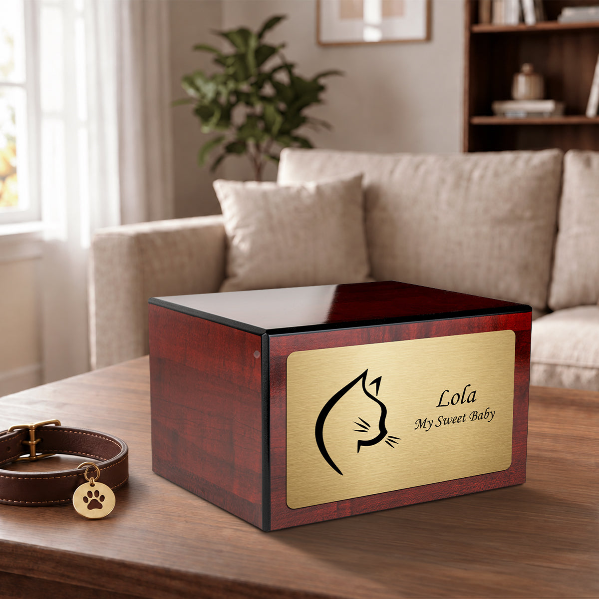 Heritage Cherry Cat Large Pet Cremation Box Urn