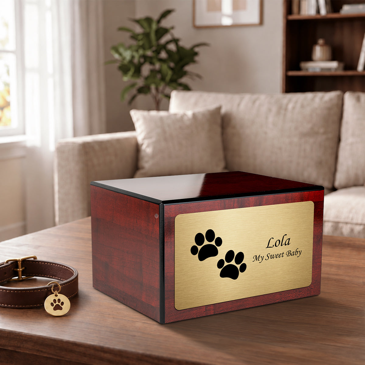 Heritage Cherry Walking Paws Large Pet Cremation Box Urn