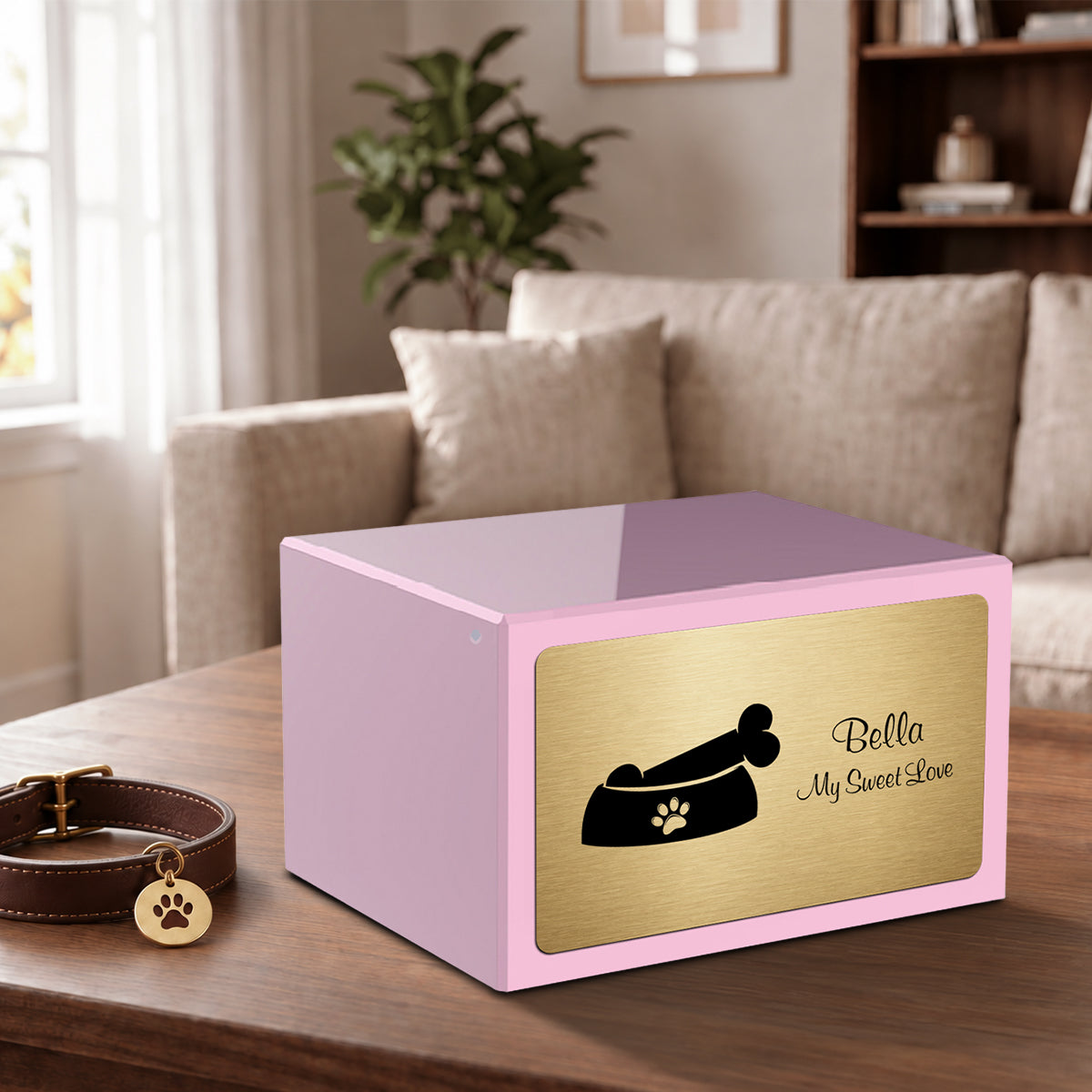 Heritage Light Pink Dog Bone Large Pet Cremation Box Urn