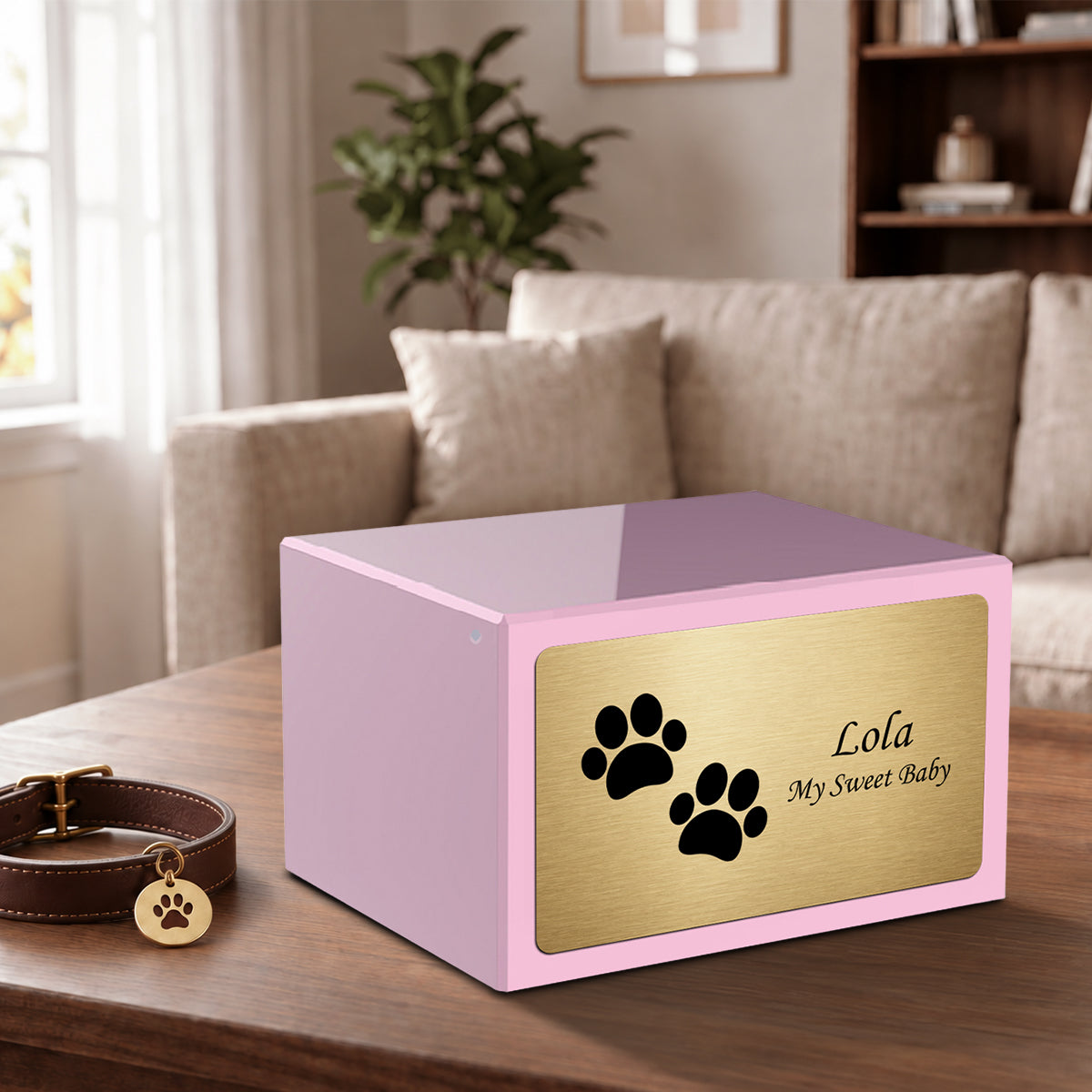 Heritage Light Pink Walking Paws Large Pet Cremation Box Urn