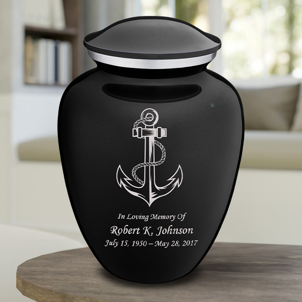 Adult Embrace Black Anchor Cremation Urn