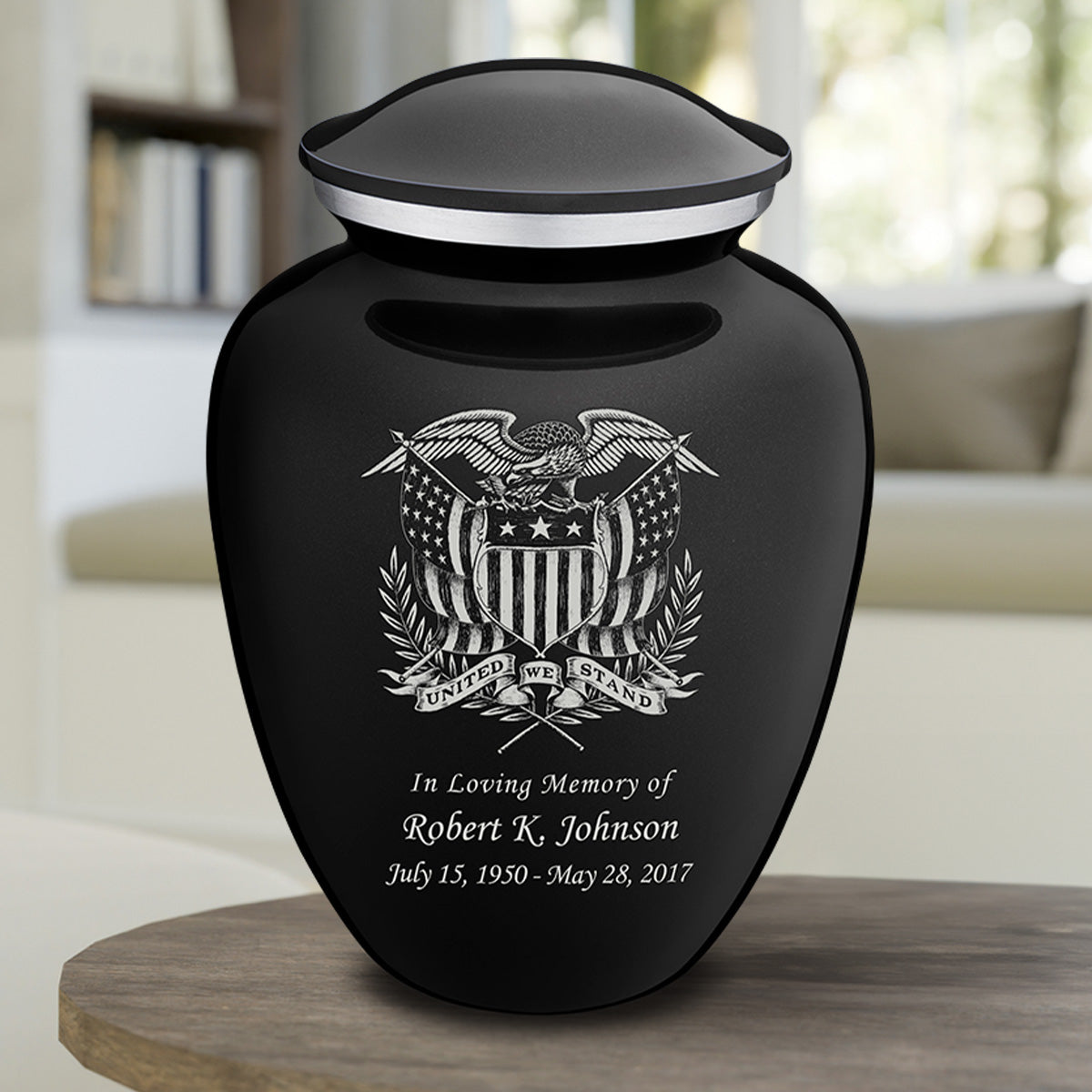 Adult Embrace Black American Glory Cremation Urn