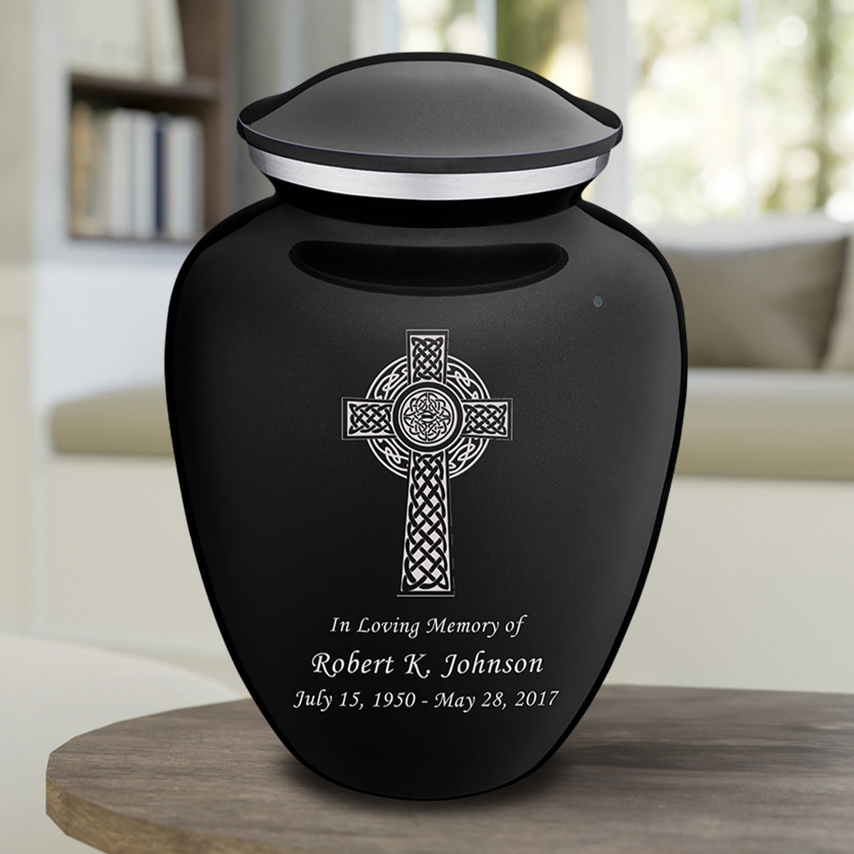 Adult Embrace Black Celtic Cross Cremation Urn