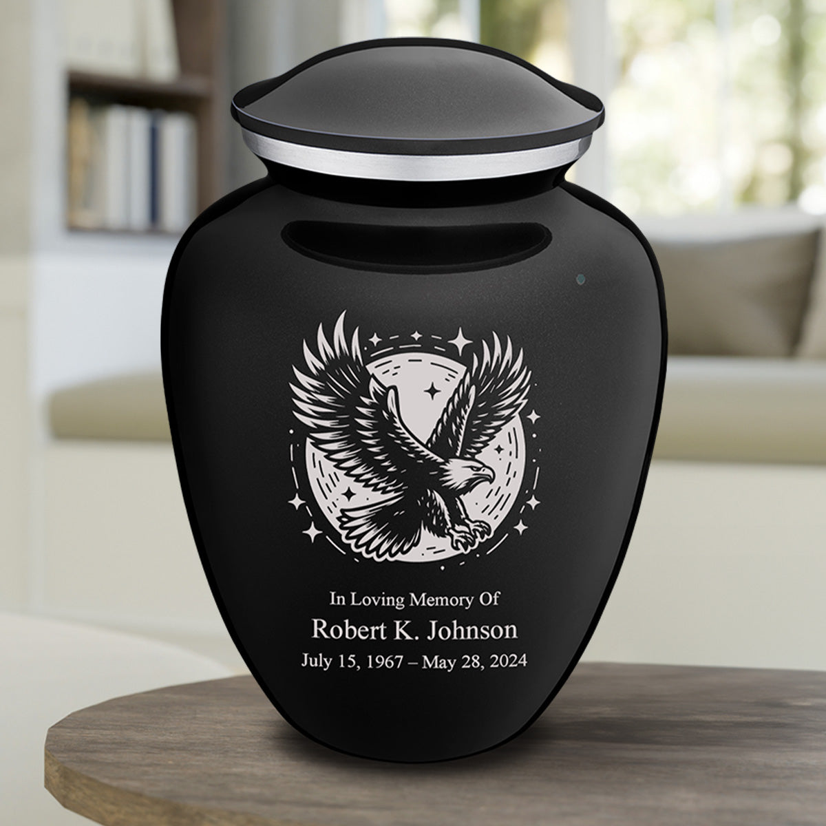 Adult Embrace Black Flying Eagle Cremation Urn