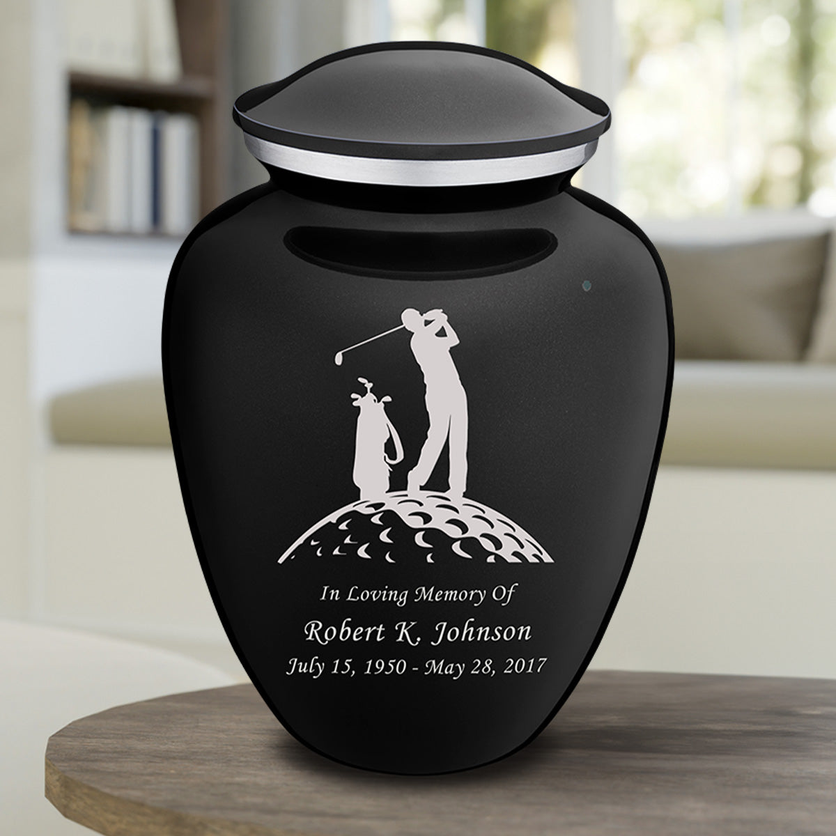 Adult Embrace Black Golfer Cremation Urn