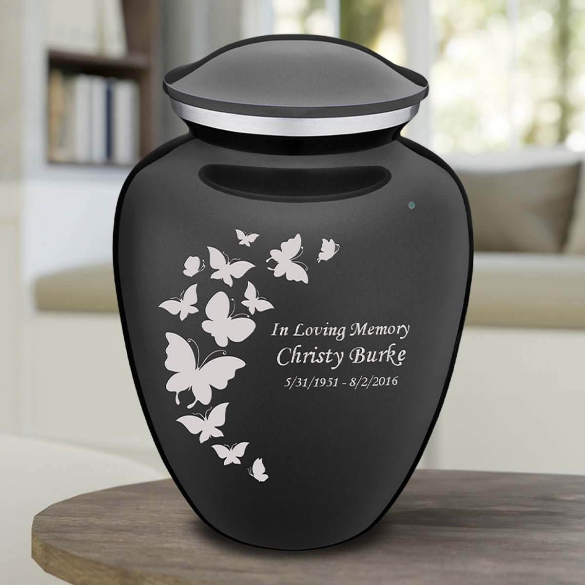 Adult Embrace Charcoal Butterfly Cremation Urn