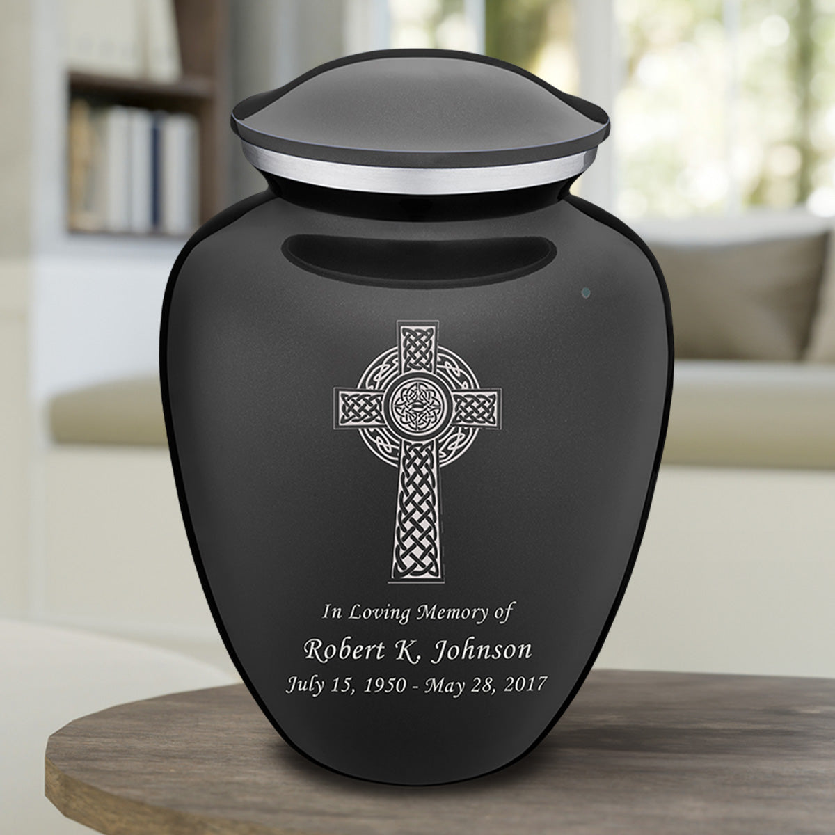 Adult Embrace Charcoal Celtic Cross Cremation Urn