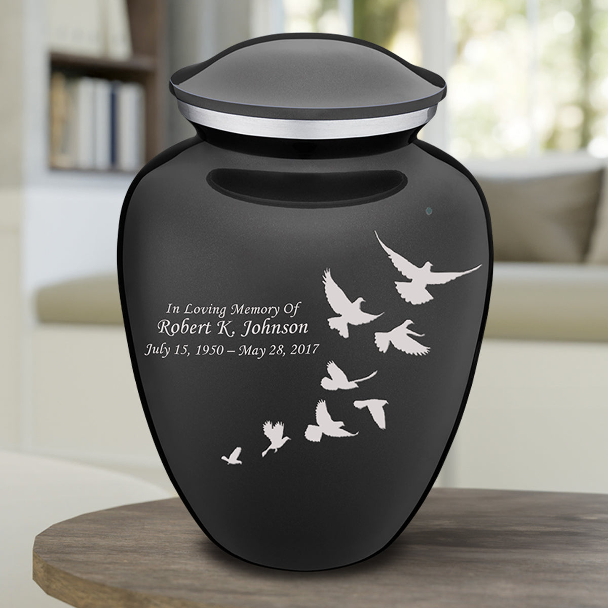 Adult Embrace Charcoal Doves Cremation Urn
